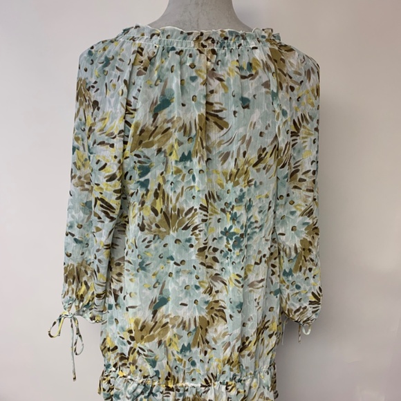 Old Navy Blouse Maternity SZ M Sheer Blue Floral Feminine Delicate Bohemian - Picture 3 of 10